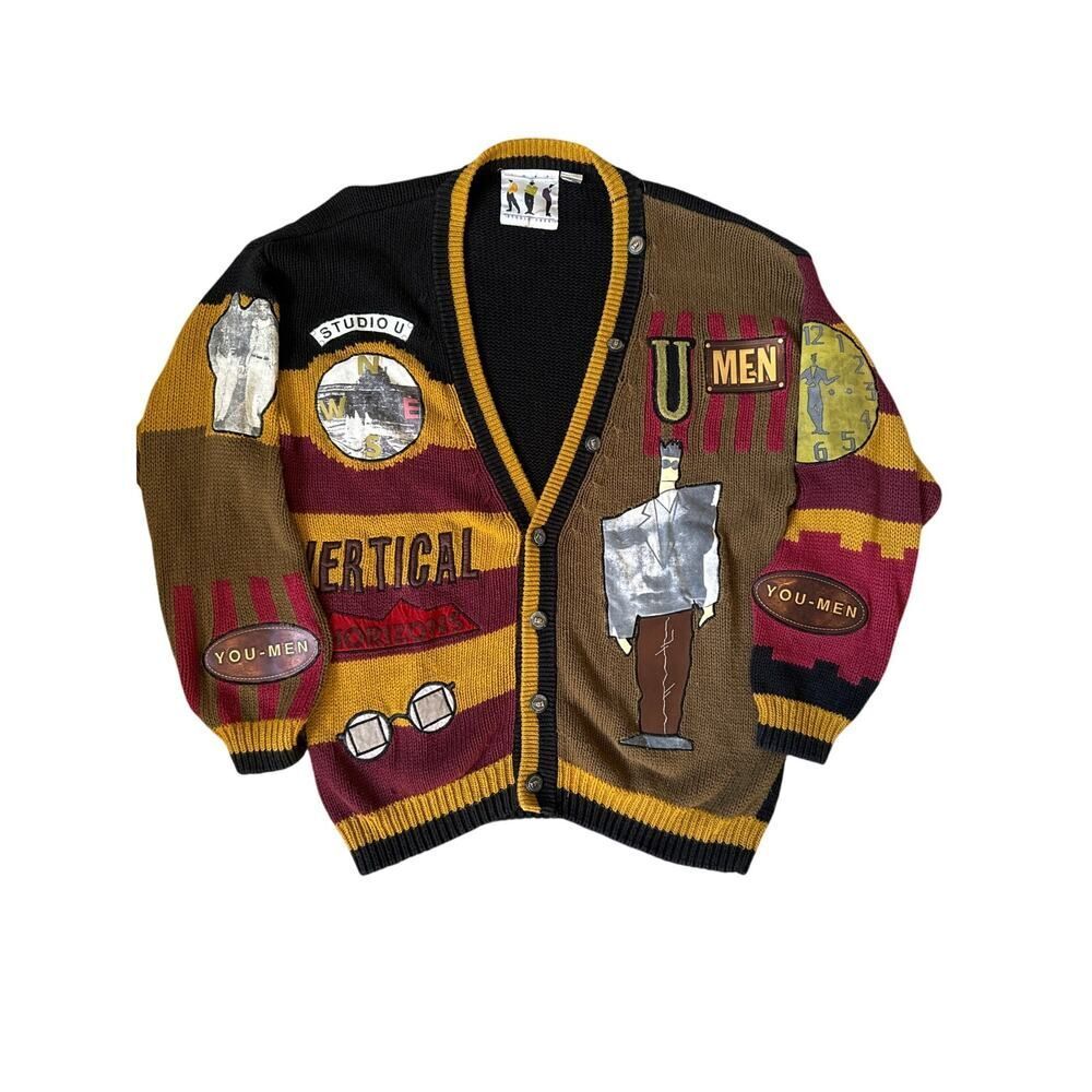 Vintage Men Sweaters Cardigan - Black, Brown, Maroon, Mustard